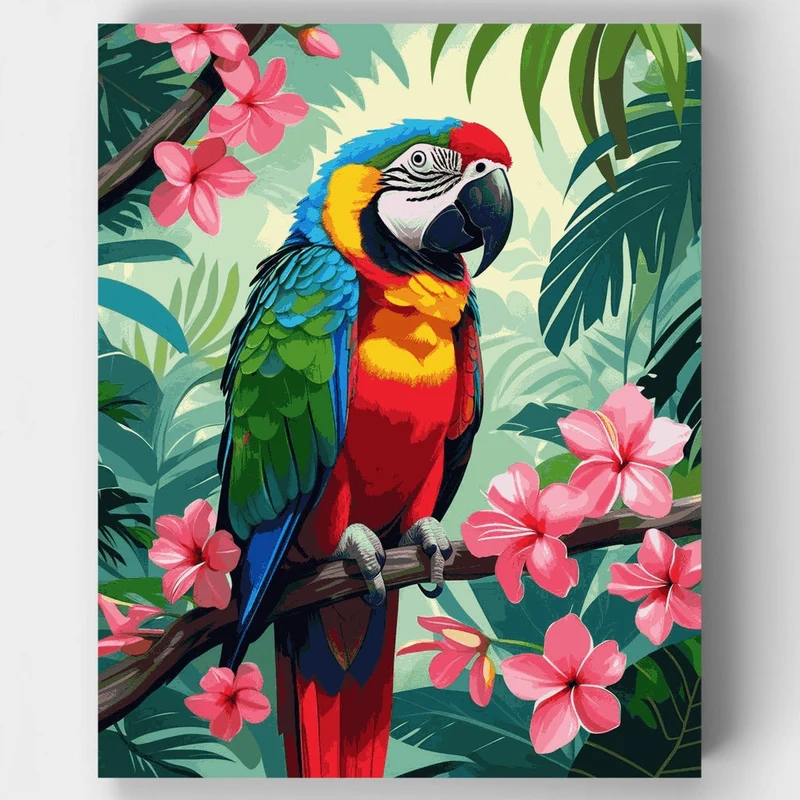 Tropical Macaw Parrot - Paint by Numbers Kit