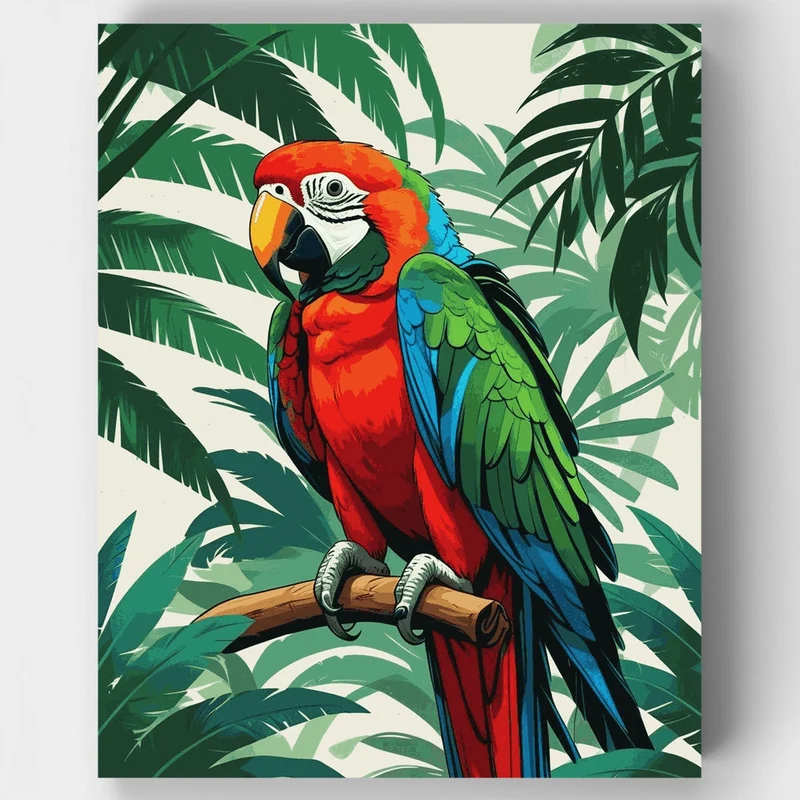 Vibrant Tropical Macaw - Paint by Numbers Kit