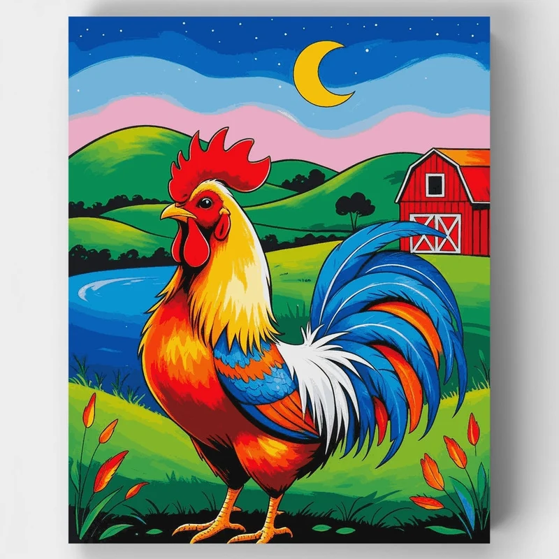 Vibrant Rooster on the Farm - Paint by Numbers Kit