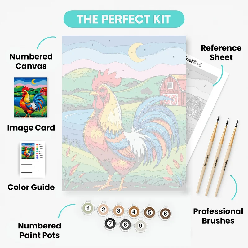 Vibrant Rooster on the Farm - Paint by Numbers Kit