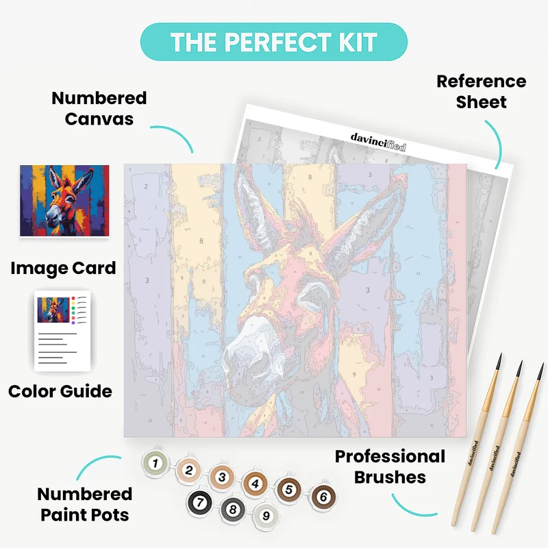 Vibrant Donkey Portrait - Paint by Numbers Kit