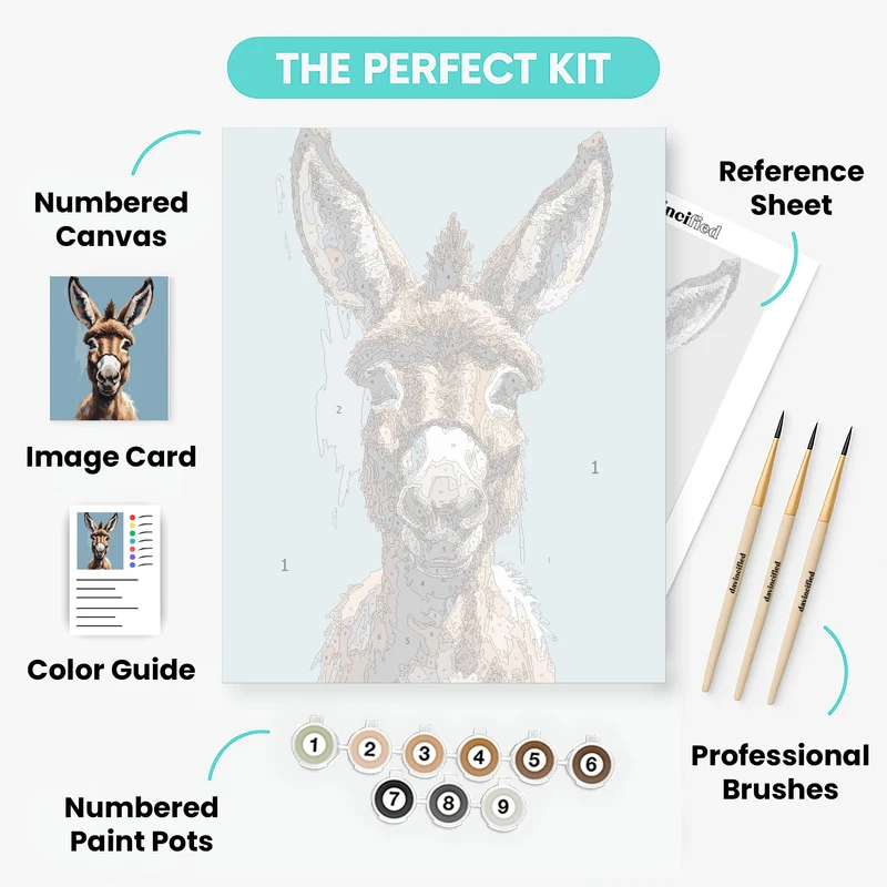 Charming Donkey Portrait - Paint by Numbers Kit