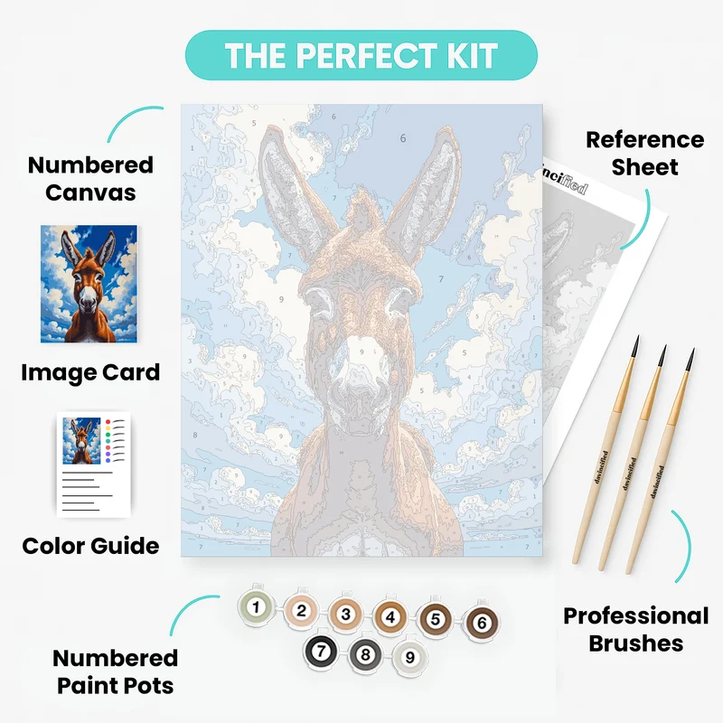 Cheerful Donkey Portrait - Paint by Numbers Kit