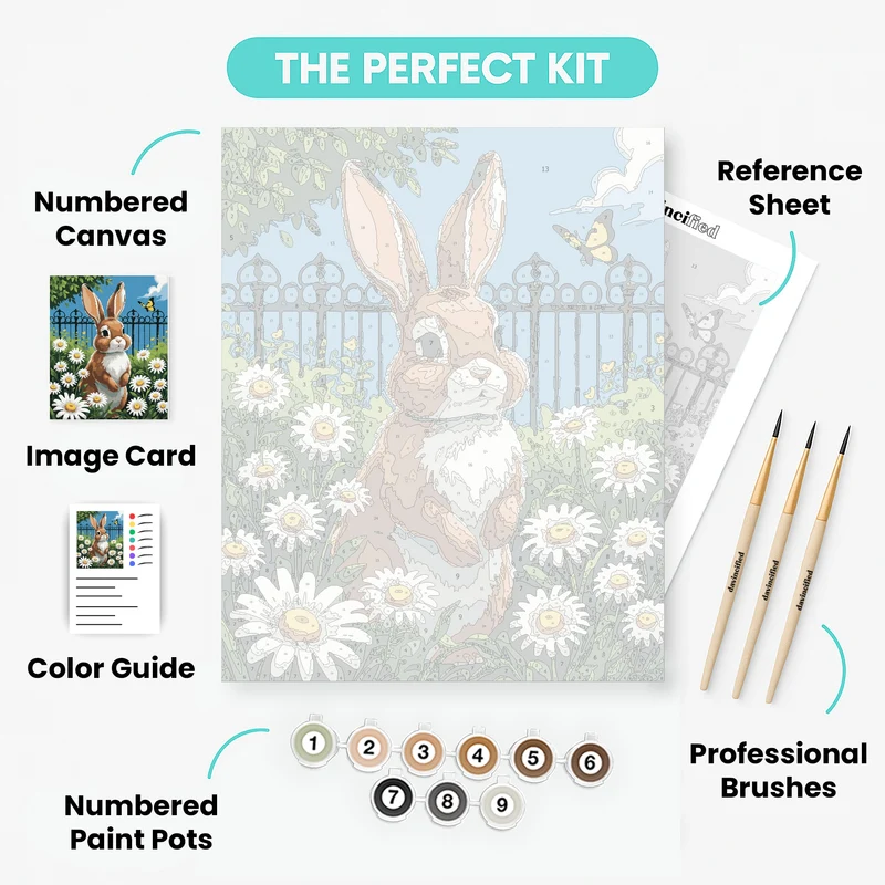 Bunny in Daisy Garden - Paint by Numbers Kit