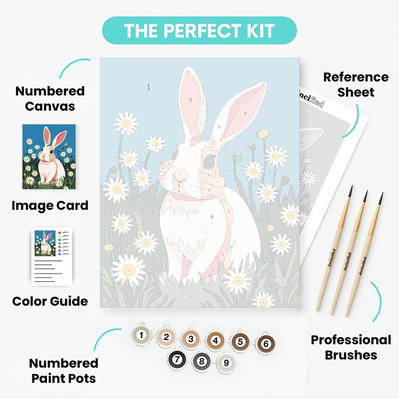 Bunny in Daisy Field - Paint by Numbers Kit