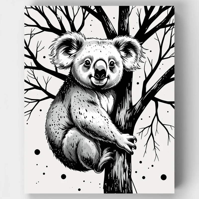 Koala in Eucalyptus Tree - Paint by Numbers Kit