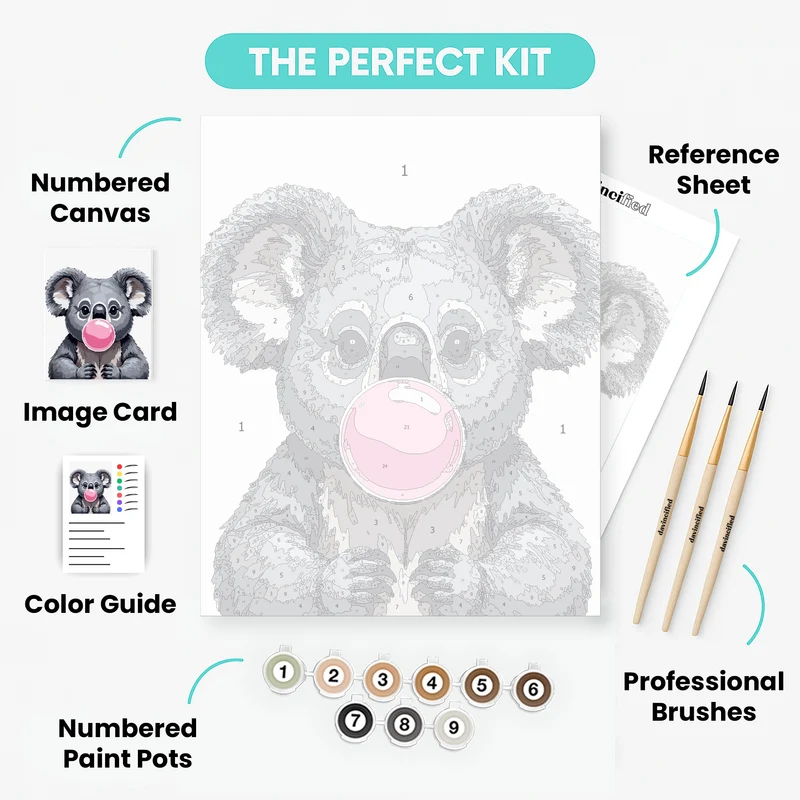 Koala Blowing Bubblegum - Paint by Numbers Kit