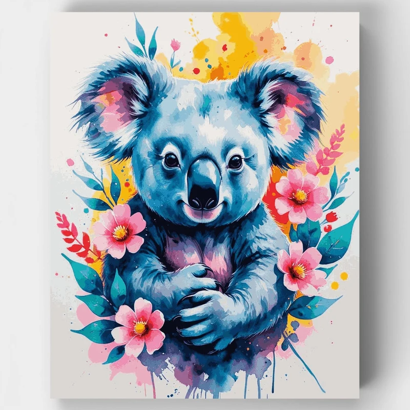 Vibrant Koala with Flowers - Paint by Numbers Kit