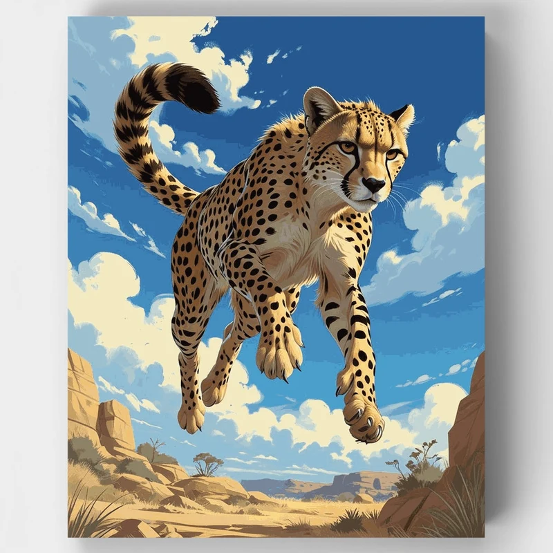 Leaping Cheetah - Paint by Numbers Kit