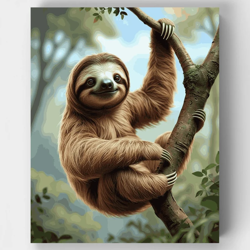 Smiling Sloth in Jungle Canopy - Paint by Numbers Kit