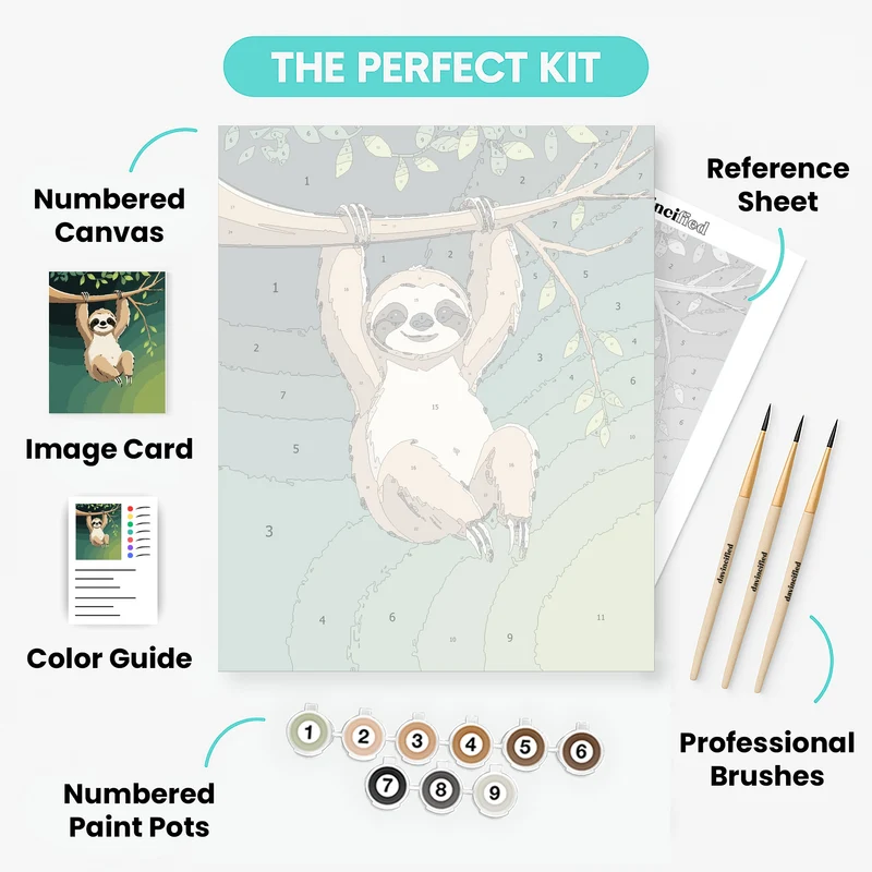Sloth Hanging from Branch - Paint by Numbers Kit