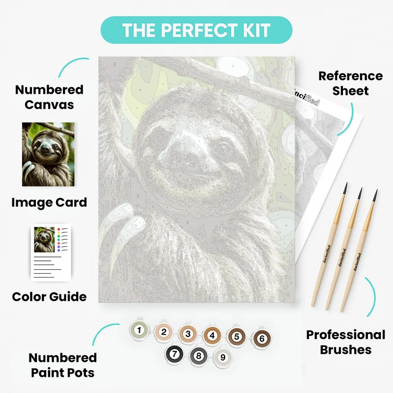 Smiling Sloth - Paint by Numbers Kit