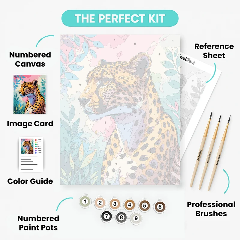 Leopard in Pastel Jungle Paradise - Paint by Numbers Kit