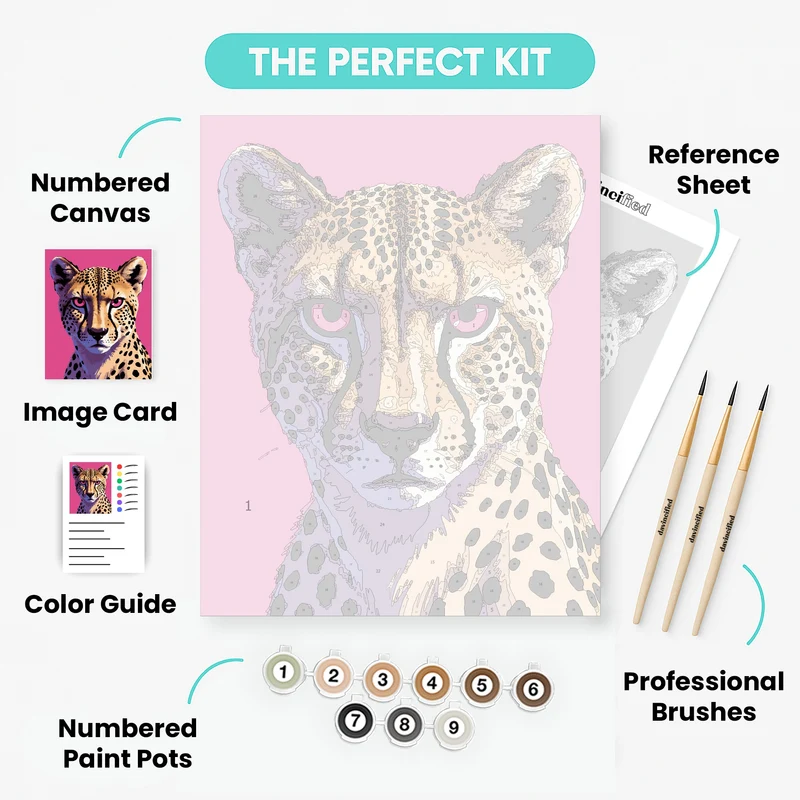 Vibrant Cheetah Portrait - Paint by Numbers Kit