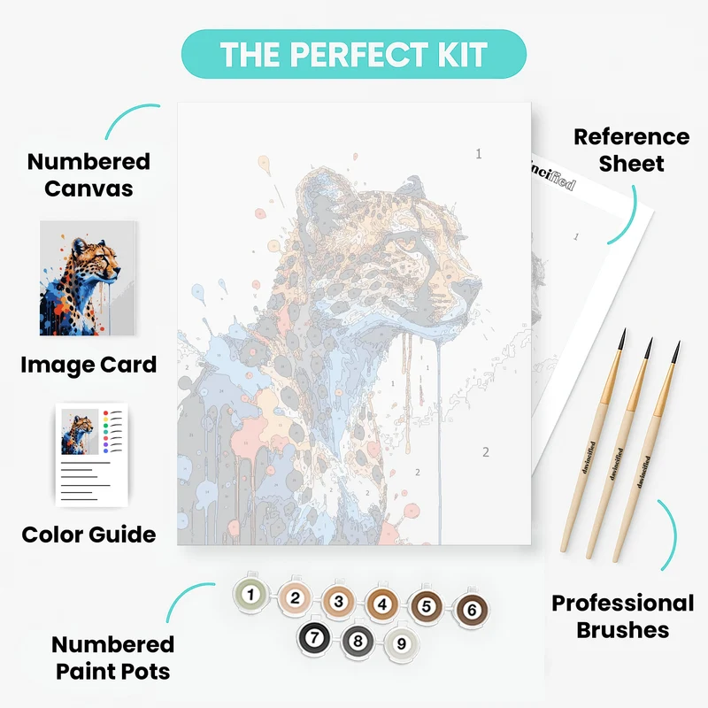 Vibrant Cheetah Splash - Paint by Numbers Kit
