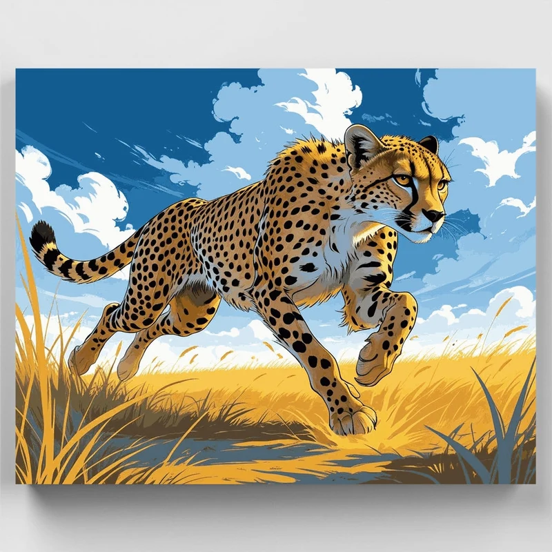 Cheetah in Motion - Paint by Numbers Kit