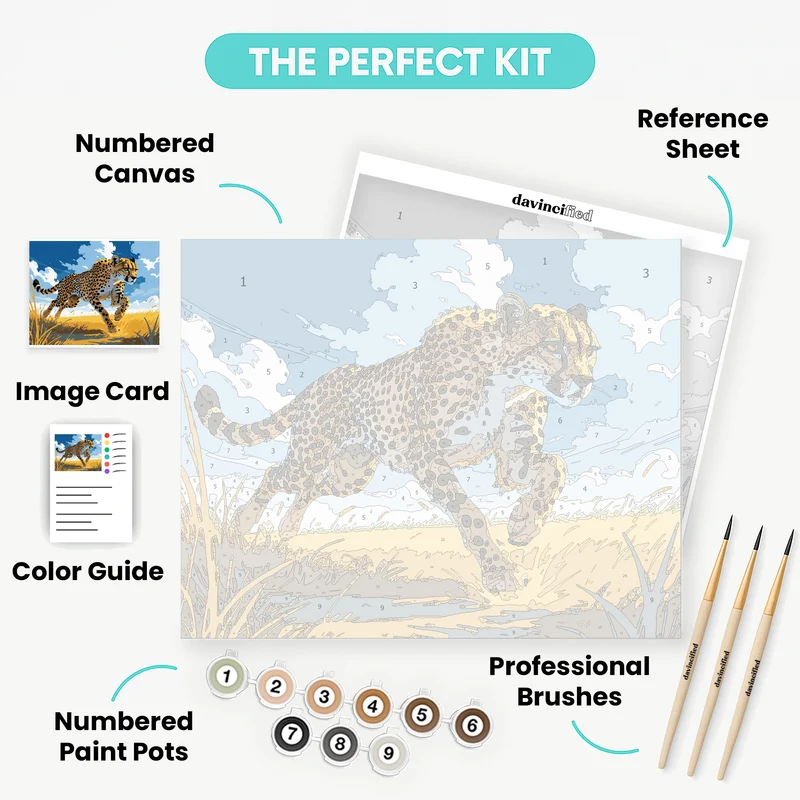 Cheetah in Motion - Paint by Numbers Kit