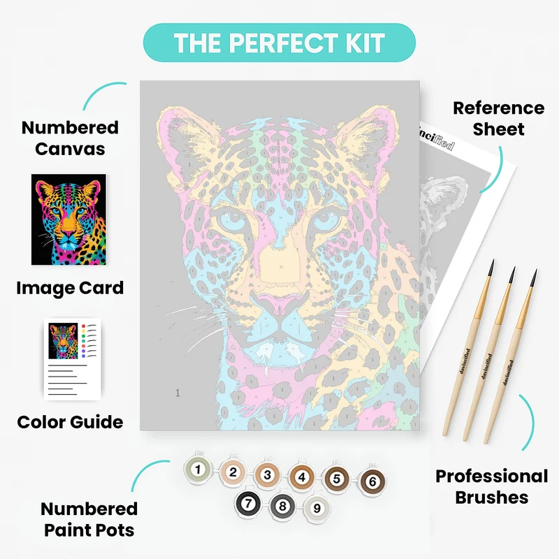 Rainbow Leopard - Paint by Numbers Kit