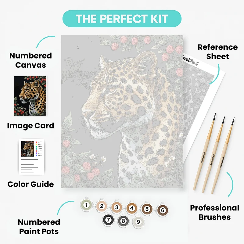 Majestic Leopard with Berries - Paint by Numbers Kit