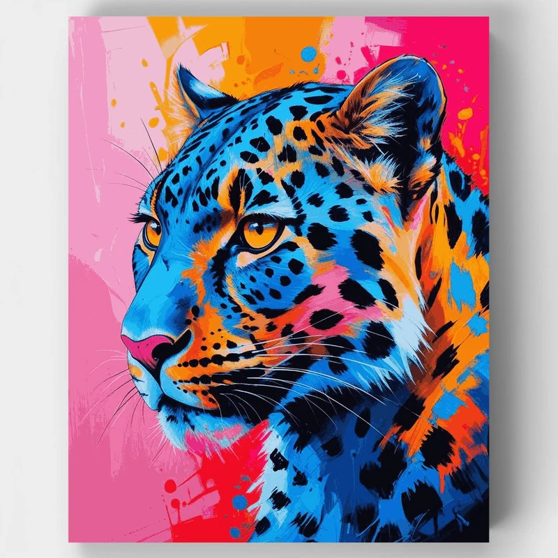 Vibrant Pop Art Leopard - Paint by Numbers Kit