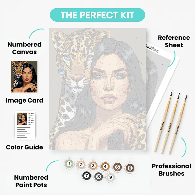 Woman with Leopard - Paint by Numbers Kit