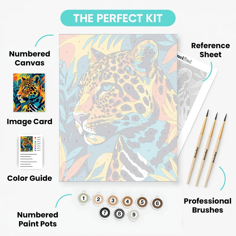 Vibrant Leopard in Tropical Jungle - Paint by Numbers Kit