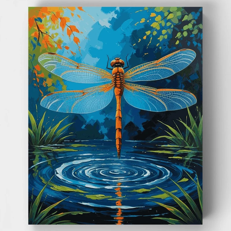 Dragonfly Over Water - Paint by Numbers Kit