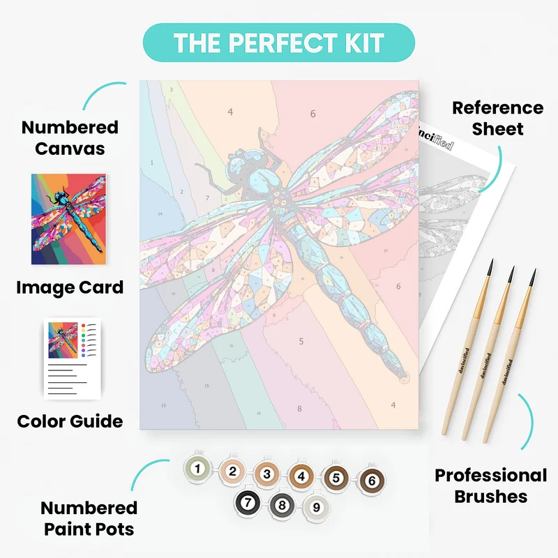 Vibrant Mosaic Dragonfly - Paint by Numbers Kit