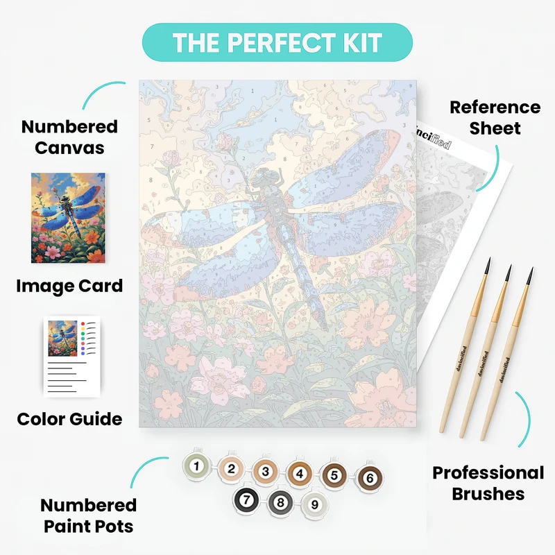 Vibrant Dragonfly in Bloom - Paint by Numbers Kit