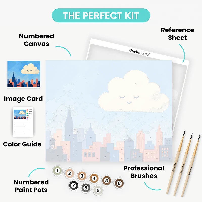 Sleepy Cloud Skyline - Paint by Numbers Kit