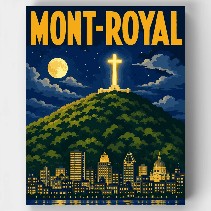 Glowing Cross Over Montreal - Paint by Numbers Kit