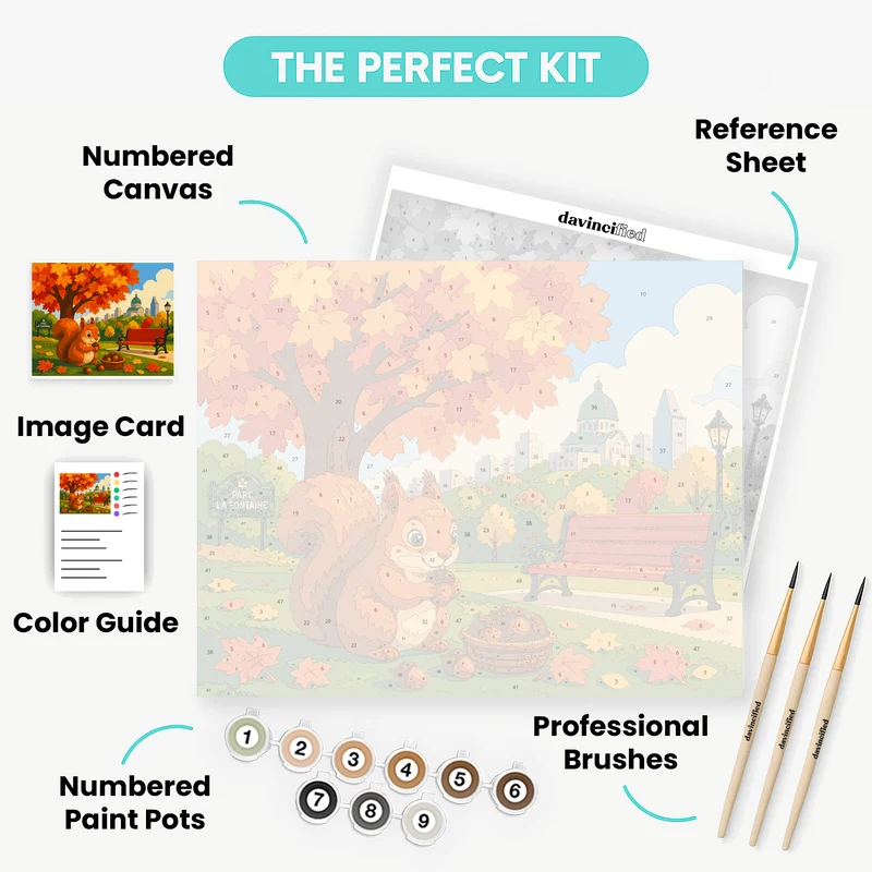 Acorn-Gathering Squirrel - Paint by Numbers Kit