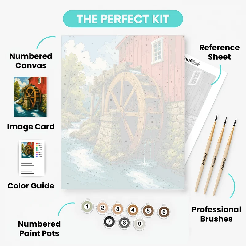 Old Mill Water Wheel - Paint by Numbers Kit