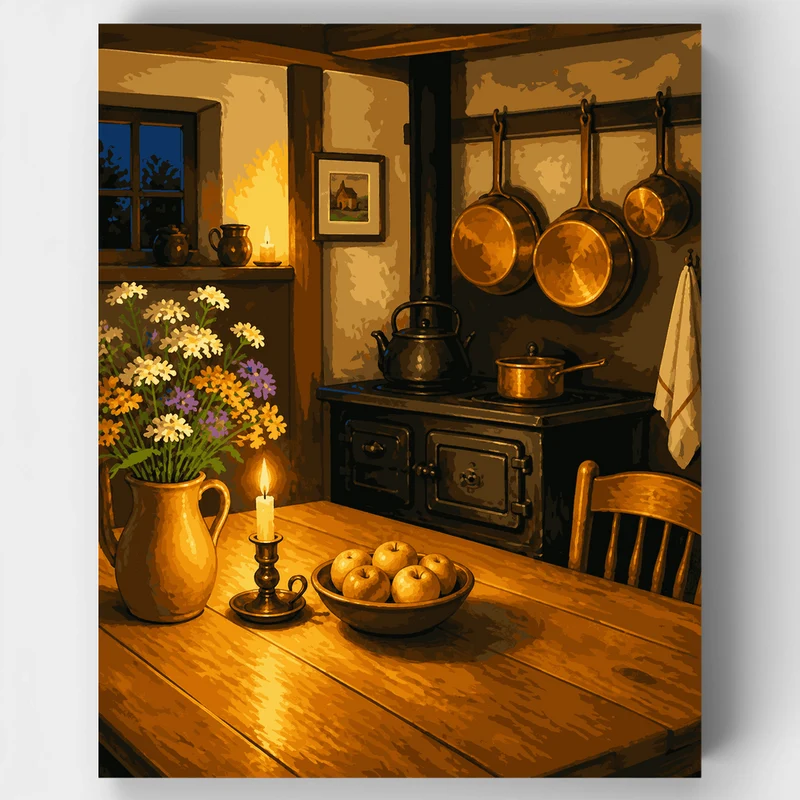 Copper Pots by Candlelight - Paint by Numbers Kit