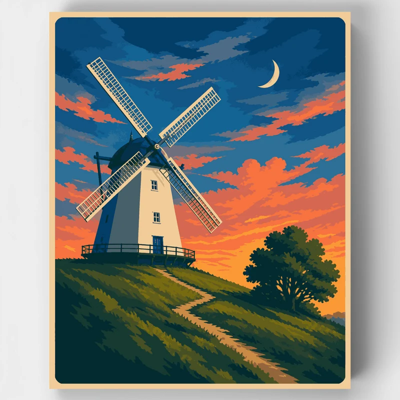 Twilight Windmill Ridge - Paint by Numbers Kit
