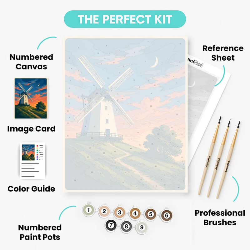 Twilight Windmill Ridge - Paint by Numbers Kit