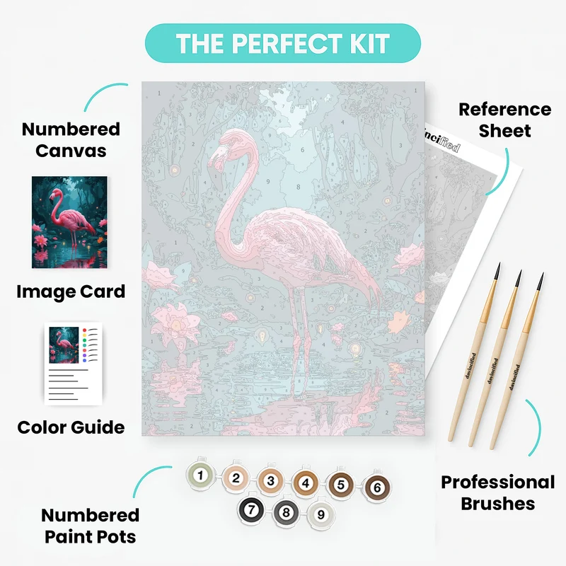 Flamingo in Enchanted Forest - Paint by Numbers Kit