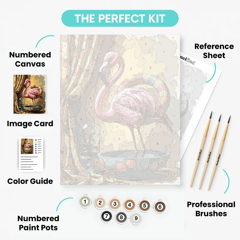Flamingo in Decorative Bowl - Paint by Numbers Kit