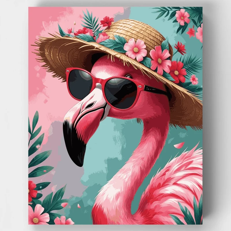 Tropical Flamingo in Sunglasses - Paint by Numbers Kit