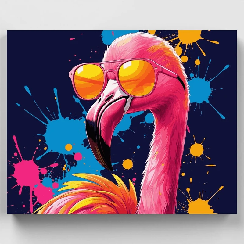 Vibrant Flamingo with Sunglasses - Paint by Numbers Kit