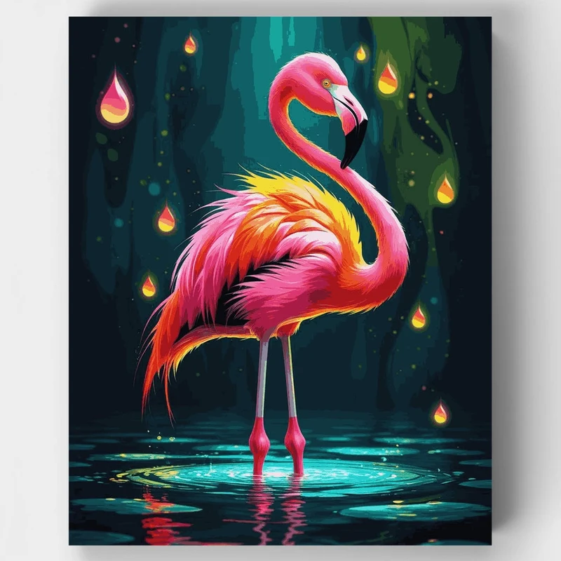 Mystical Flamingo in Enchanted Forest - Paint by Numbers Kit