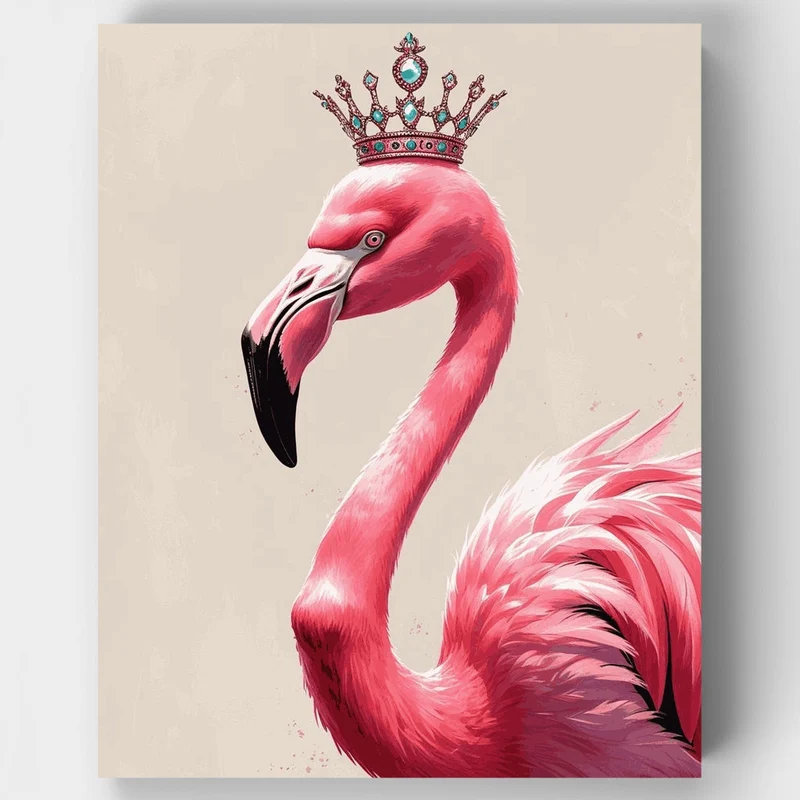 Flamingo with Crown - Paint by Numbers Kit