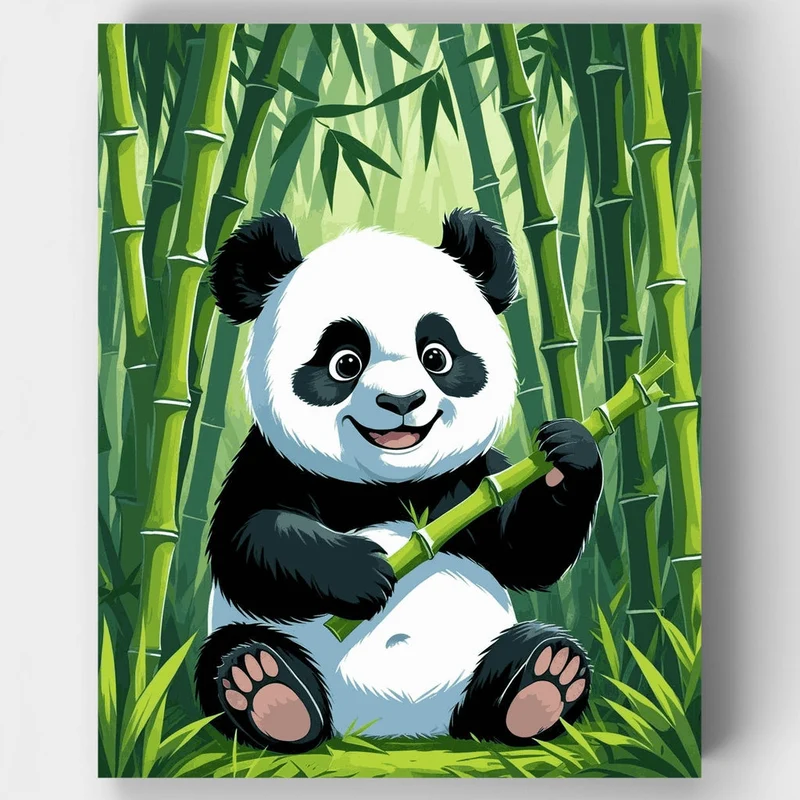 Adorable Panda in Bamboo Forest - Paint by Numbers Kit