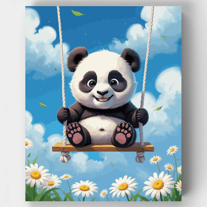 Panda on a Swing - Paint by Numbers Kit
