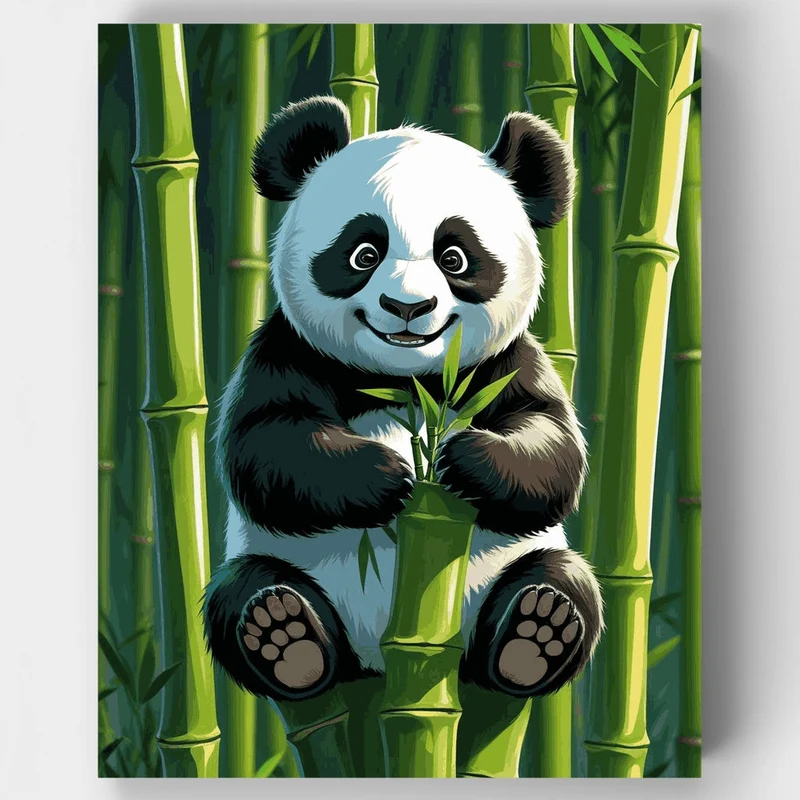 Cute Panda with Bamboo - Paint by Numbers Kit
