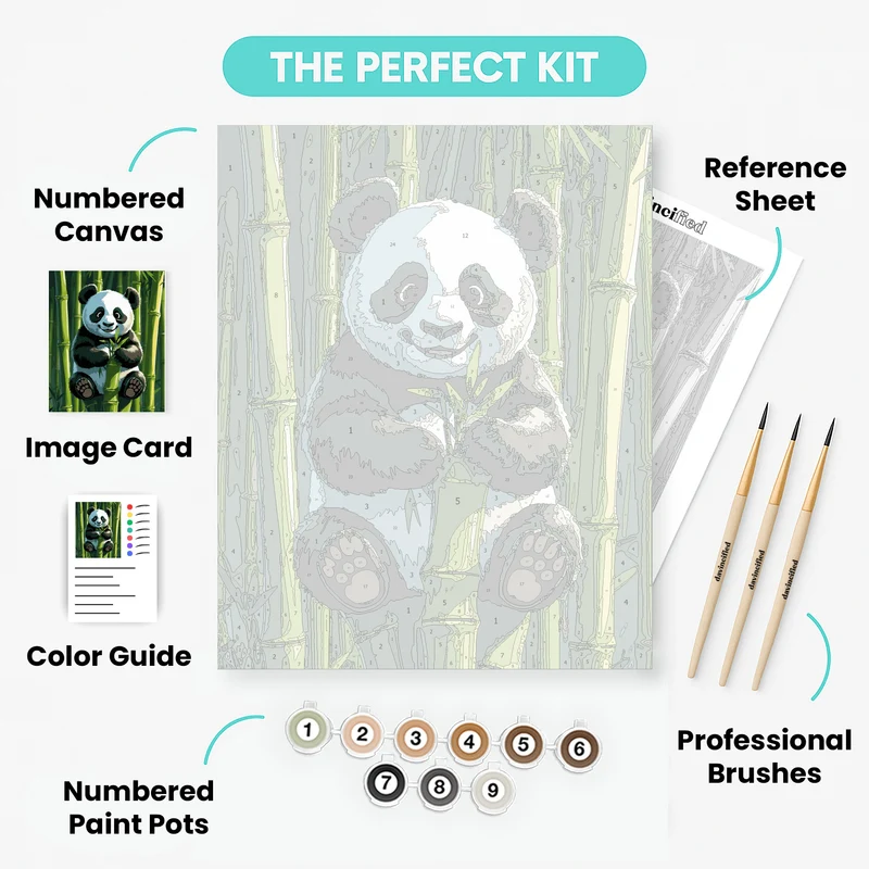 Cute Panda with Bamboo - Paint by Numbers Kit
