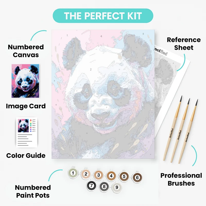 Colorful Panda Portrait - Paint by Numbers Kit