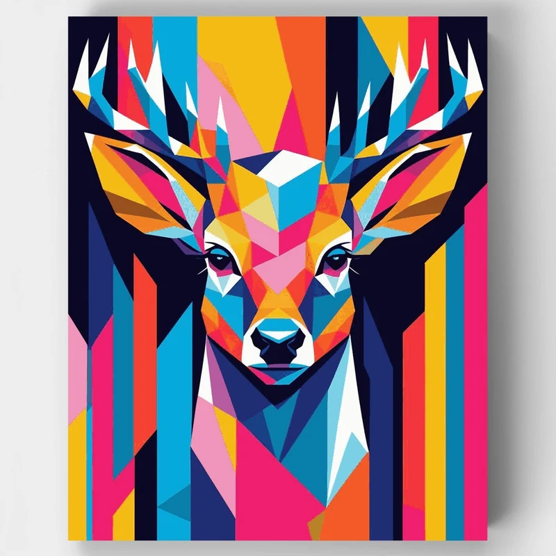 Vibrant Geometric Deer - Paint by Numbers Kit