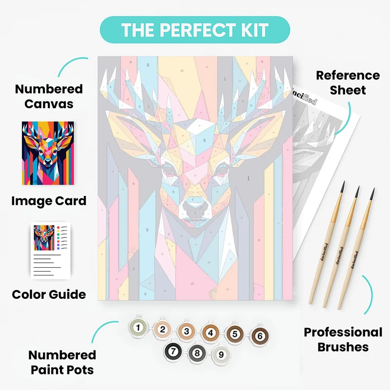 Vibrant Geometric Deer - Paint by Numbers Kit