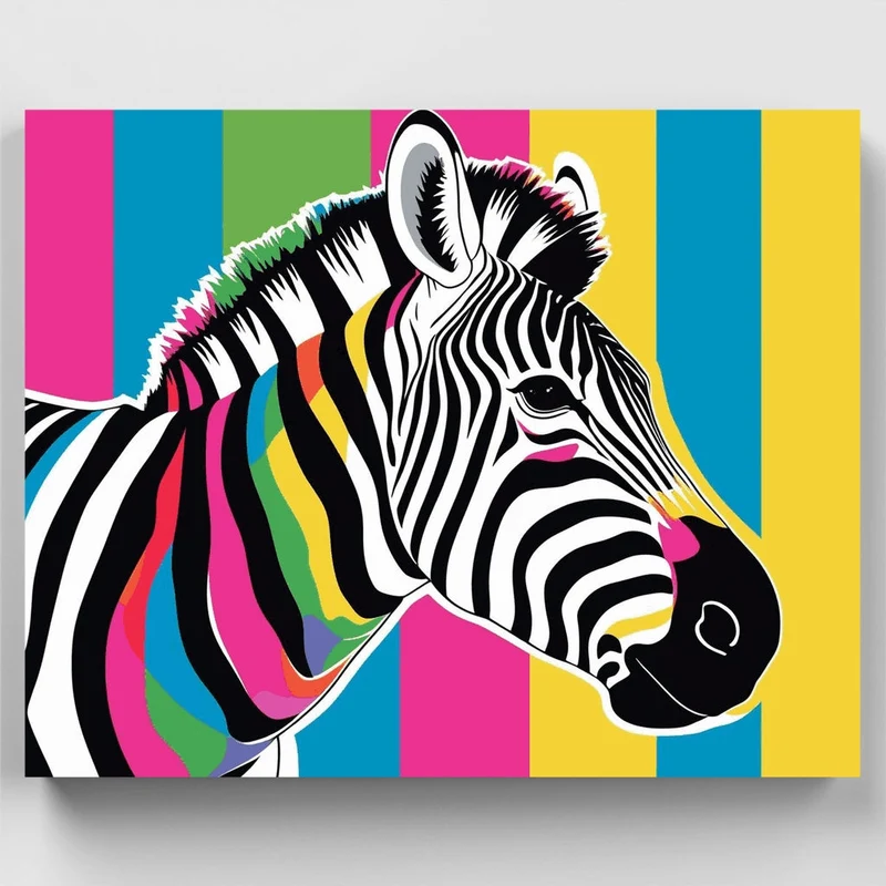 Colorful Zebra Pop Art - Paint by Numbers Kit
